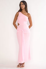 Luli One-Shoulder Cut-Out Maxi Dress Pink