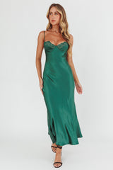 Inhibitions Lace Bust Midi Dress Forest Green