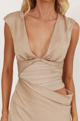 Sun Gaze Sheer Ruched Waist Maxi Dress Ecru