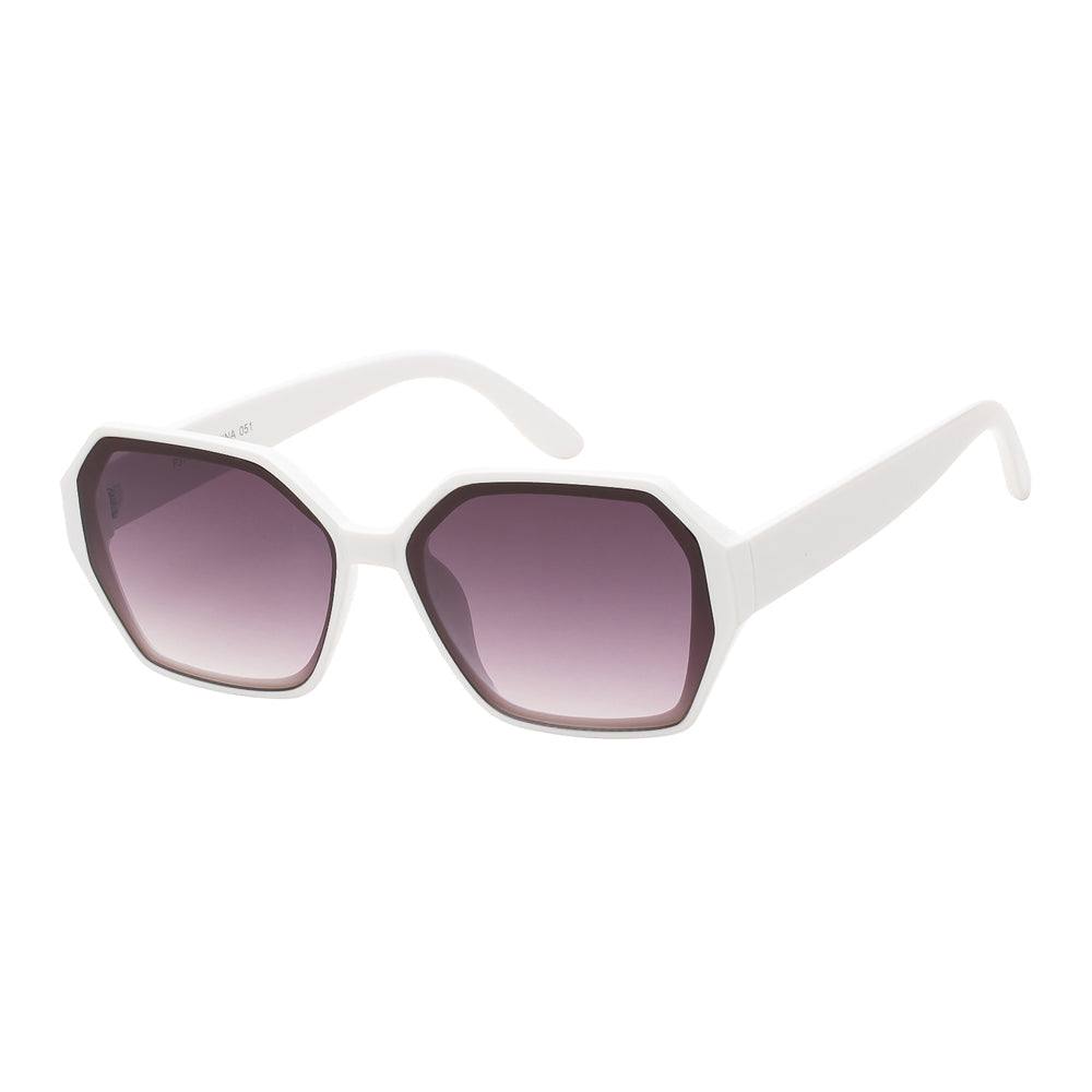 A pair of stylish sunglasses from APTCINC, model P3745AP, featuring a mixed-metal and plastic design. The sunglasses have a geometric shape and are part of the Ladies Fashion collection. They are part of the new arrivals for February 2023 and are tagged as a novelty item in the Sunglass Collection.