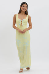 Sun Valley Tied Bodice Maxi Dress Lemon